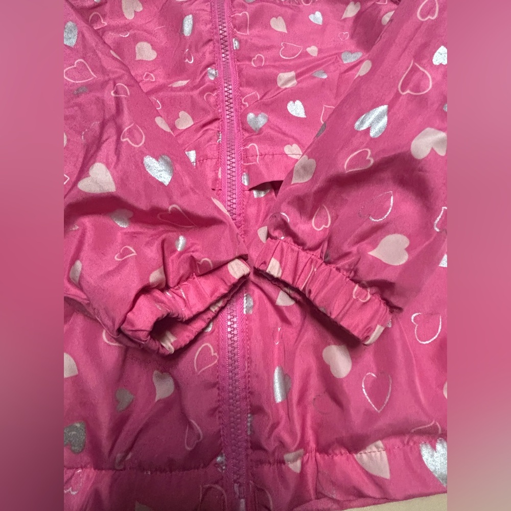 DKNY Pink Kids Raincoat with Heart Pattern - Picture 7 of 16